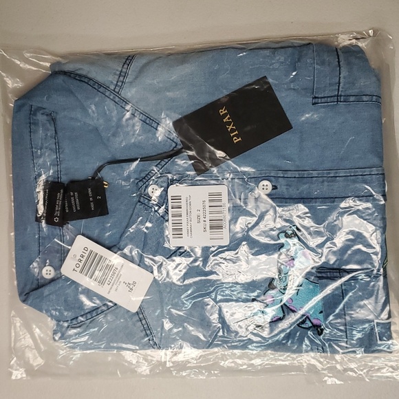 ❤️NWT VINTAGE TORRIID DISNEY PIXAR MONSTERS INC BUTTON TOP - CHAMBRAY PLUS SIZE - Picture 6 of 16